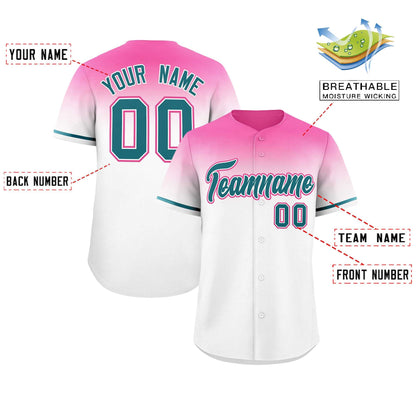 Custom White Pink Gradient Fashion Design Authentic Baseball Jersey