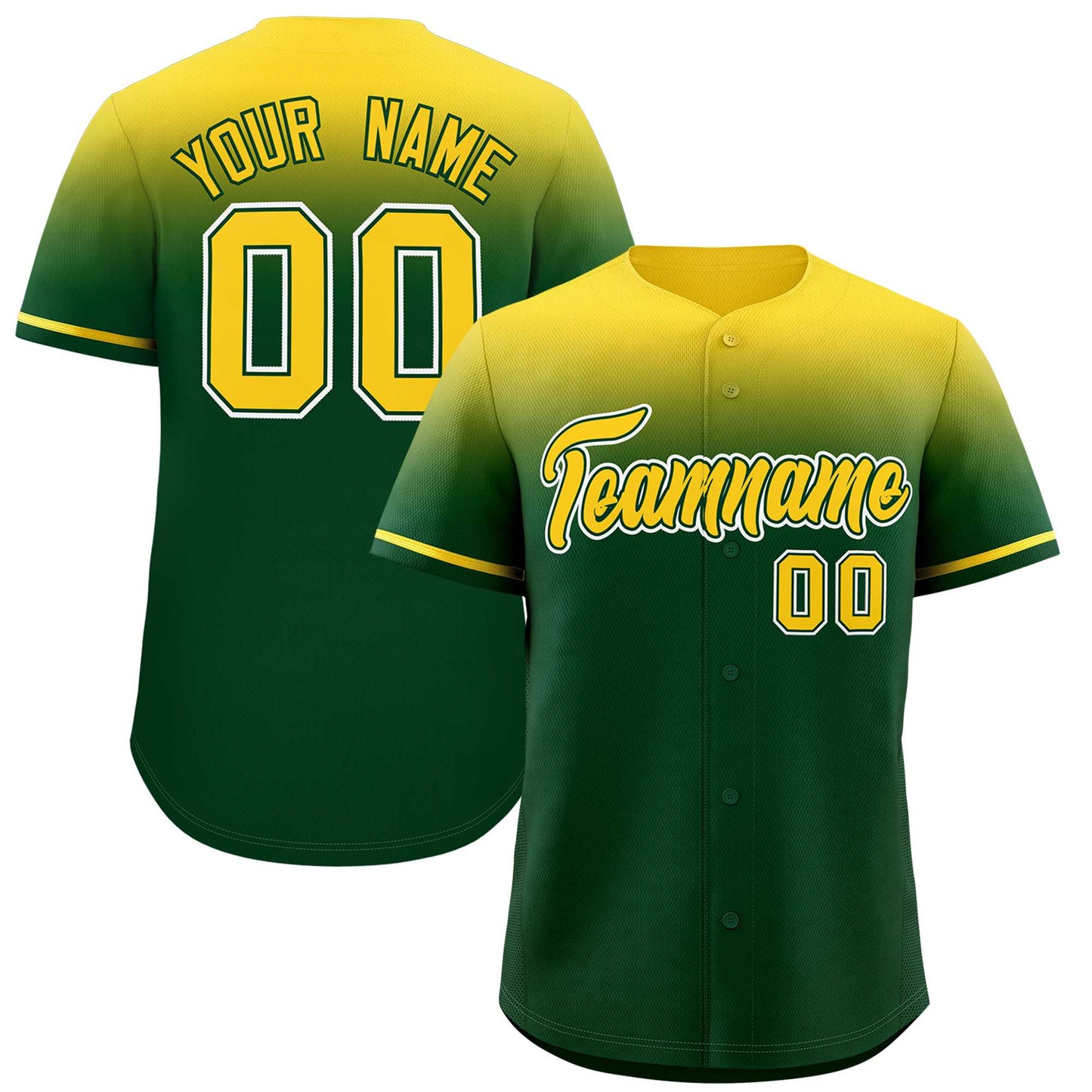 Custom Green Gold Gradient Fashion Design Authentic Baseball Jersey