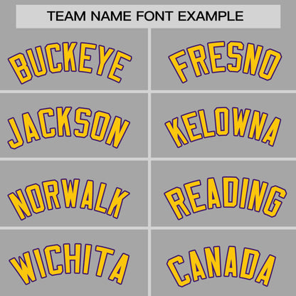 Custom Gray Gold-Purple Personalized Raglan Sleeves Authentic Baseball Jersey