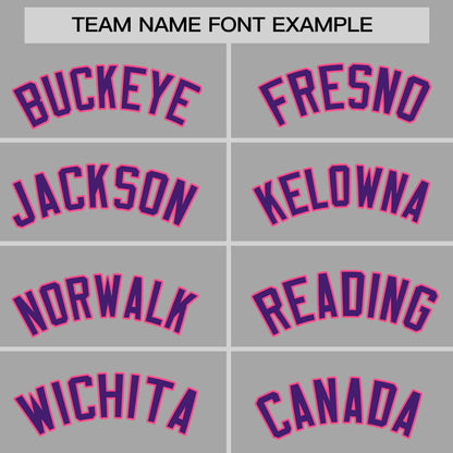 Custom Gray Purple-Pink Personalized Raglan Sleeves Authentic Baseball Jersey