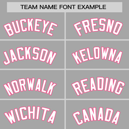 Custom Gray White-Pink Personalized Raglan Sleeves Authentic Baseball Jersey