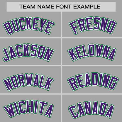 Custom Gray Purple-Teal Personalized Raglan Sleeves Authentic Baseball Jersey