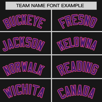 Custom Black Purple-Pink Personalized Raglan Sleeves Authentic Baseball Jersey