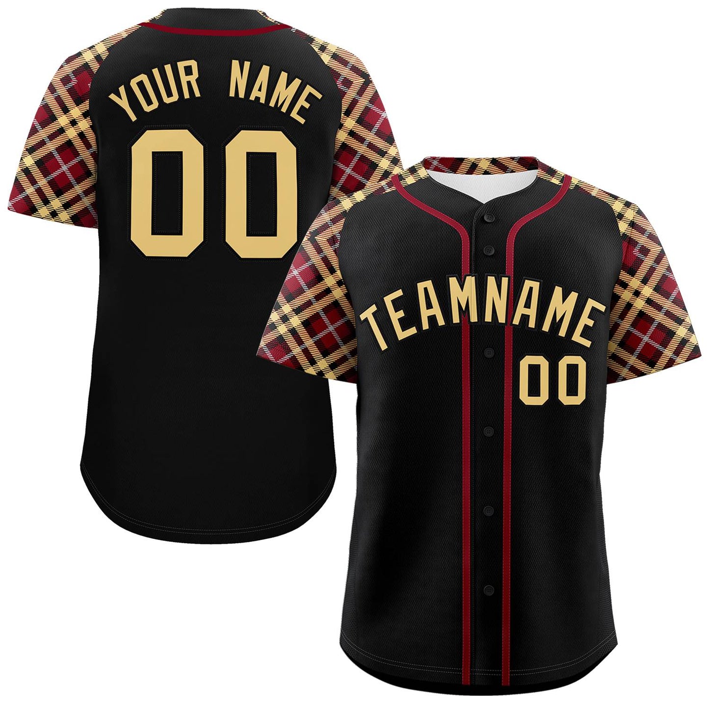 Custom Black Khaki- Personalized Raglan Sleeves Authentic Baseball Jersey