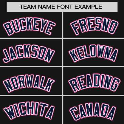 Custom Black Navy-Pink Personalized Raglan Sleeves Authentic Baseball Jersey