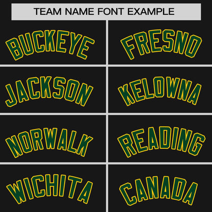 Custom Black Green-Gold Personalized Raglan Sleeves Authentic Baseball Jersey