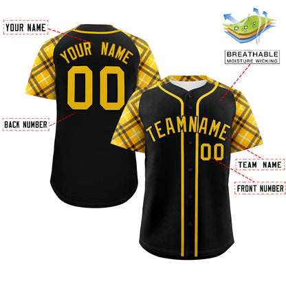 Custom Black Khaki-Brown Personalized Raglan Sleeves Authentic Baseball Jersey