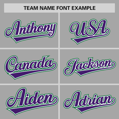 Custom Gray Purple-Kelly Green Personalized Raglan Sleeves Authentic Baseball Jersey