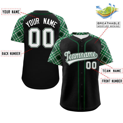 Custom Black White-Gray Personalized Raglan Sleeves Authentic Baseball Jersey