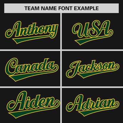 Custom Black Green-Gold Personalized Raglan Sleeves Authentic Baseball Jersey