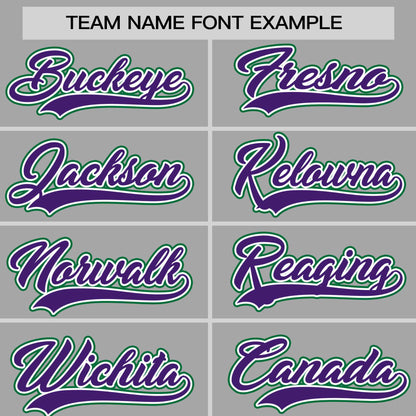 Custom Gray Purple-Teal Personalized Raglan Sleeves Authentic Baseball Jersey