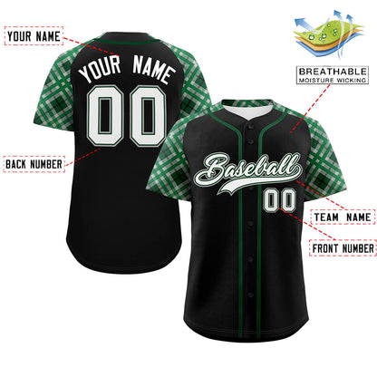 Custom Black White-Gray Personalized Raglan Sleeves Authentic Baseball Jersey