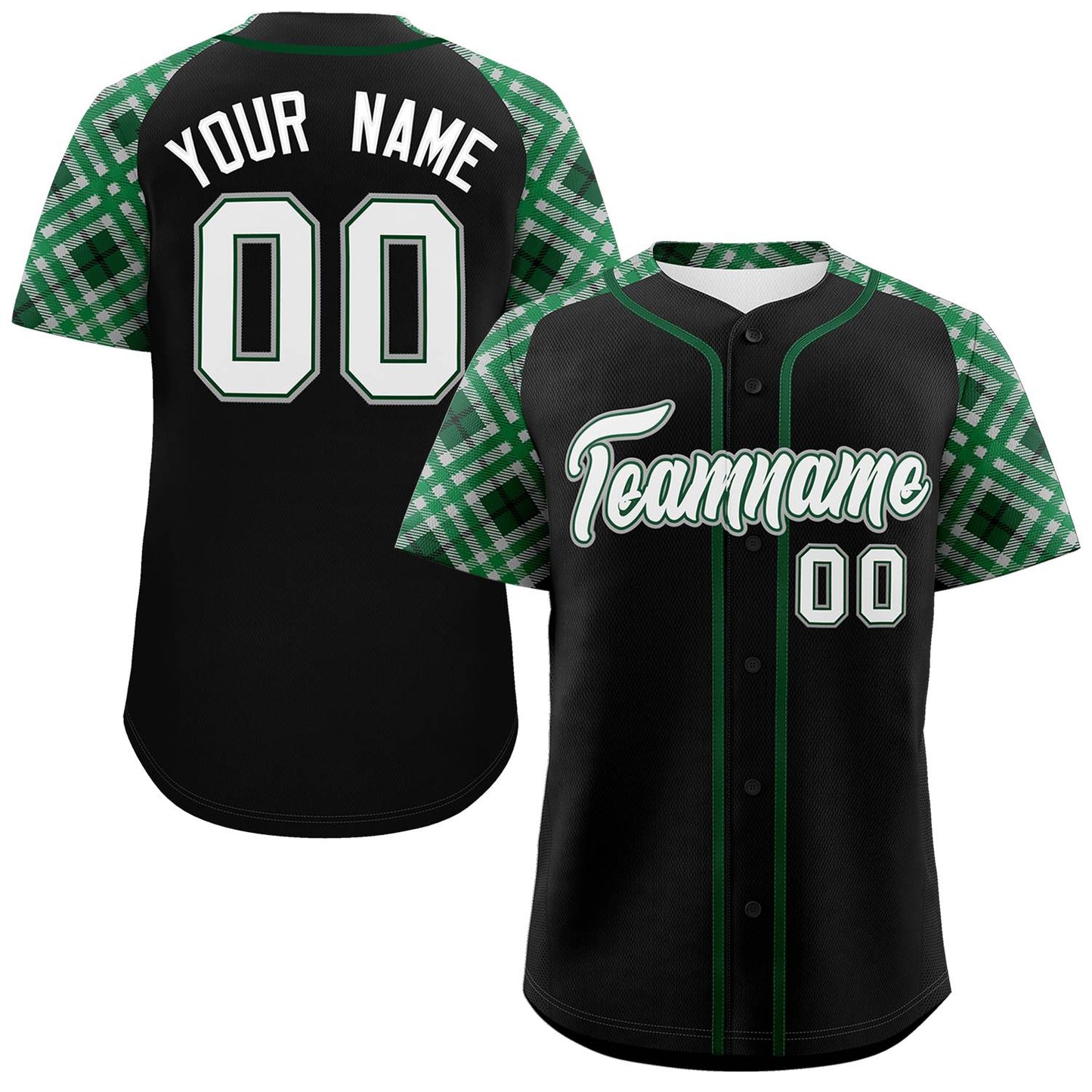 Custom Black White-Gray Personalized Raglan Sleeves Authentic Baseball Jersey