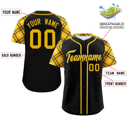 Custom Black Khaki-Brown Personalized Raglan Sleeves Authentic Baseball Jersey