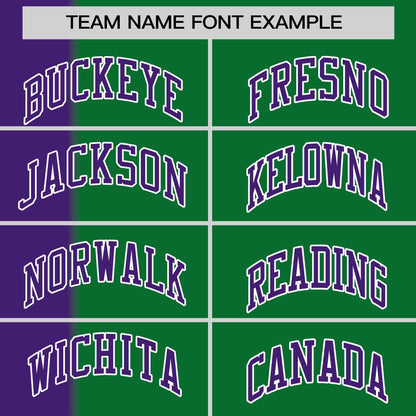 Custom Purple Kelly Green Gradient Stripe Fashion Authentic Two-Button Baseball Jersey