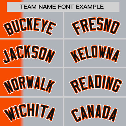 Custom Orange Gray-Black Gradient Stripe Fashion Authentic Two-Button Baseball Jersey