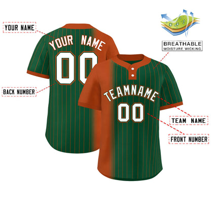 Custom Texas Orange Green Gradient Stripe Fashion Authentic Two-Button Baseball Jersey