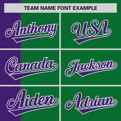 Custom Purple Kelly Green Gradient Stripe Fashion Authentic Two-Button Baseball Jersey