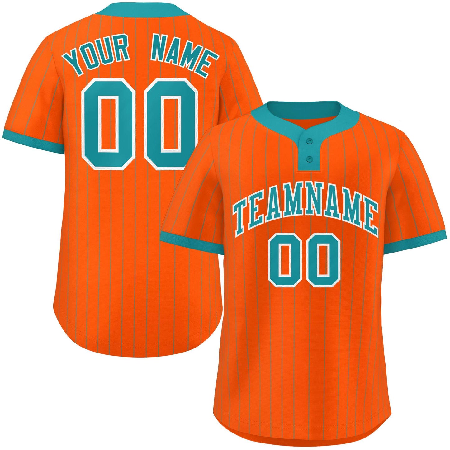 Custom Orange Aqua Stripe Fashion Authentic Two-Button Baseball Jersey