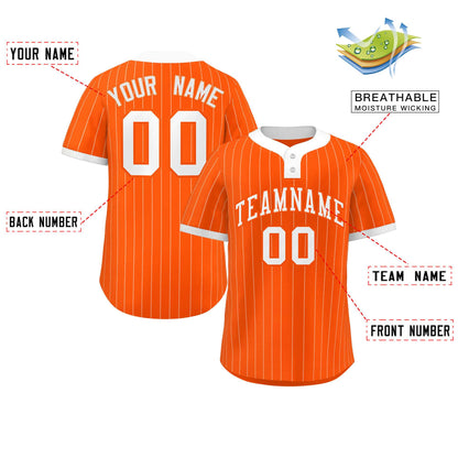 Custom Orange White Stripe Fashion Authentic Two-Button Baseball Jersey