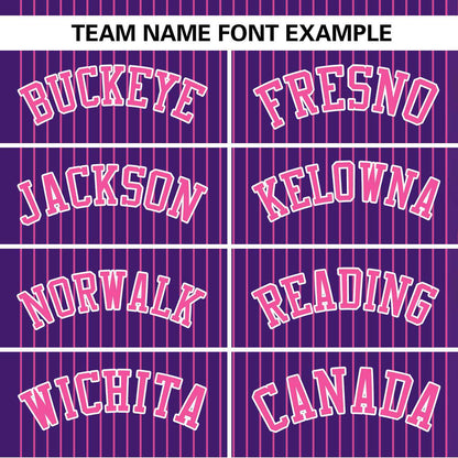 Custom Purple Pink Stripe Fashion Authentic Two-Button Baseball Jersey