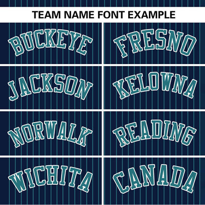 Custom Navy Aqua Stripe Fashion Authentic Two-Button Baseball Jersey