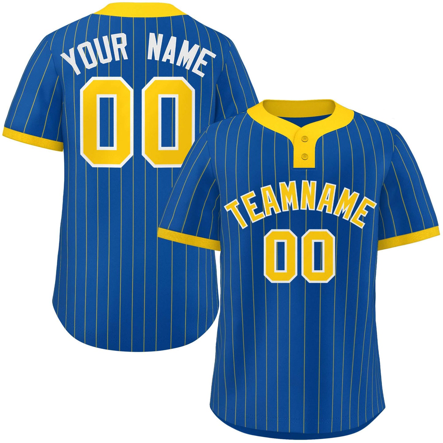 Custom Royal Gold Stripe Fashion Authentic Two-Button Baseball Jersey