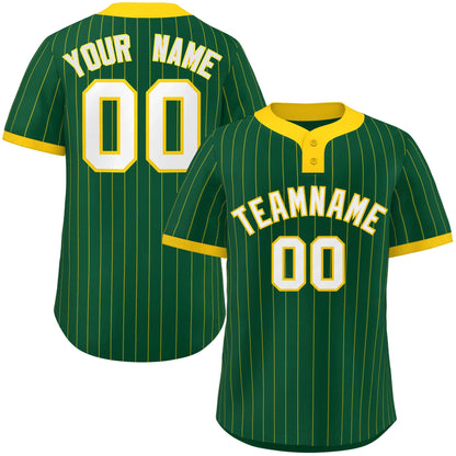 Custom Gold Gold Stripe Fashion Authentic Two-Button Baseball Jersey