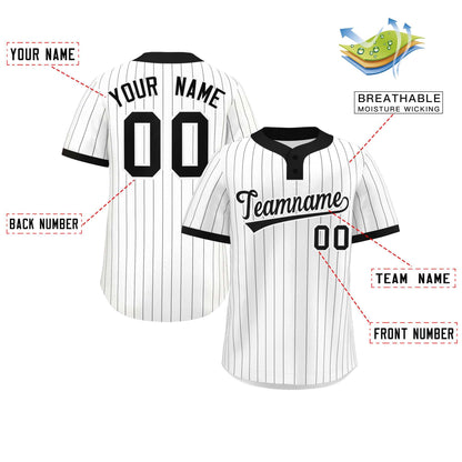 Custom White Black Stripe Fashion Authentic Two-Button Baseball Jersey