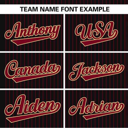 Custom Black Crimson Stripe Fashion Authentic Two-Button Baseball Jersey