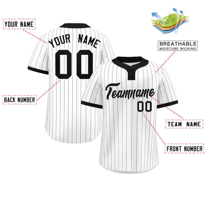 Custom White Black Stripe Fashion Authentic Two-Button Baseball Jersey