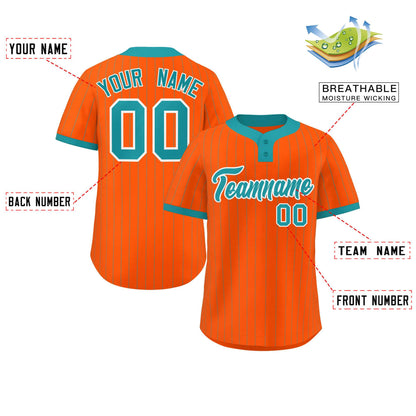 Custom Orange Aqua Stripe Fashion Authentic Two-Button Baseball Jersey