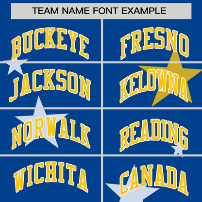 Custom Royal Gold Personalized Star Graffiti Pattern Authentic Two-Button Baseball Jersey