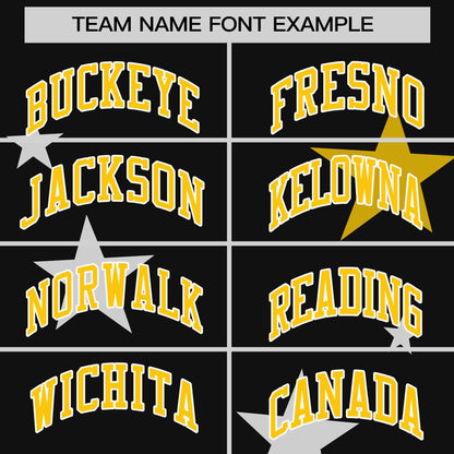 Custom Black Gold Personalized Star Graffiti Pattern Authentic Two-Button Baseball Jersey