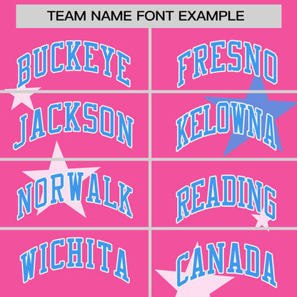 Custom Pink Powder Blue Personalized Star Graffiti Pattern Authentic Two-Button Baseball Jersey