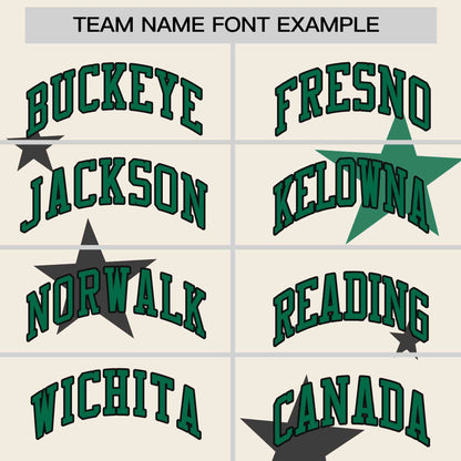 Custom Cream Kelly Green Personalized Star Graffiti Pattern Authentic Two-Button Baseball Jersey