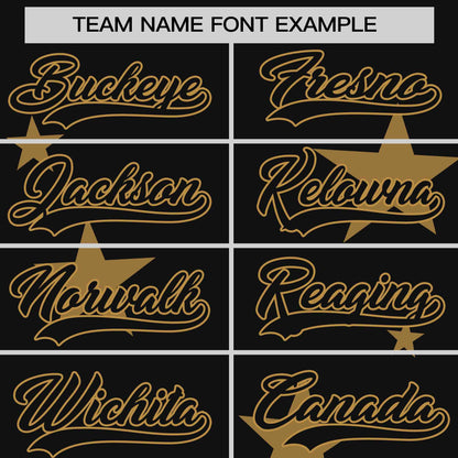 Custom Black Old Gold Personalized Star Graffiti Pattern Authentic Two-Button Baseball Jersey