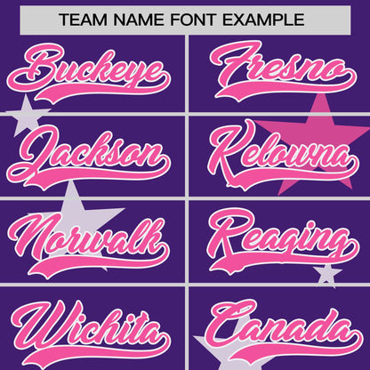 Custom Purple Pink Personalized Star Graffiti Pattern Authentic Two-Button Baseball Jersey