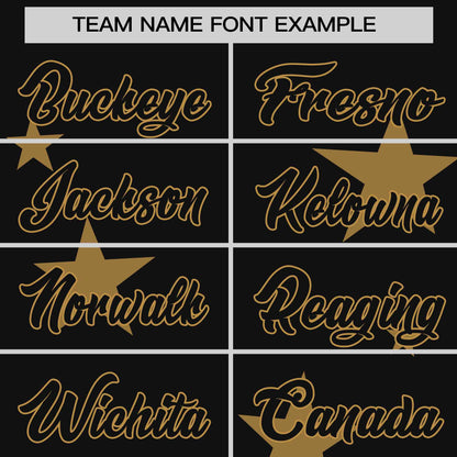 Custom Black Old Gold Personalized Star Graffiti Pattern Authentic Two-Button Baseball Jersey