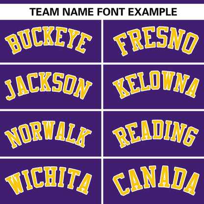 Custom Purple White-Gold Color Block Personalized V-Neck Authentic Pullover Baseball Jersey