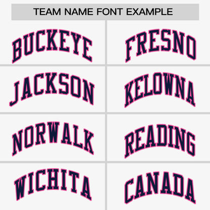 Custom White Navy-Pink Personalized Horizontal Stripe Authentic Pullover Baseball Jersey