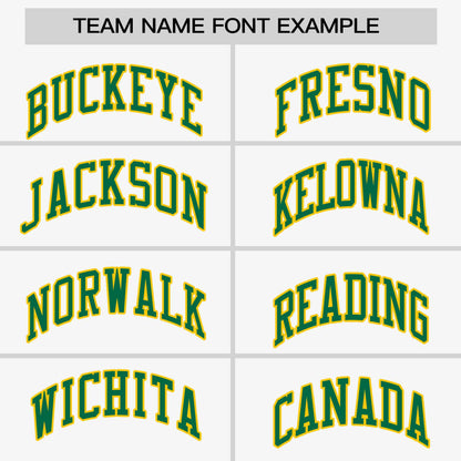 Custom White Kelly Green-Gold Personalized Horizontal Stripe Authentic Pullover Baseball Jersey