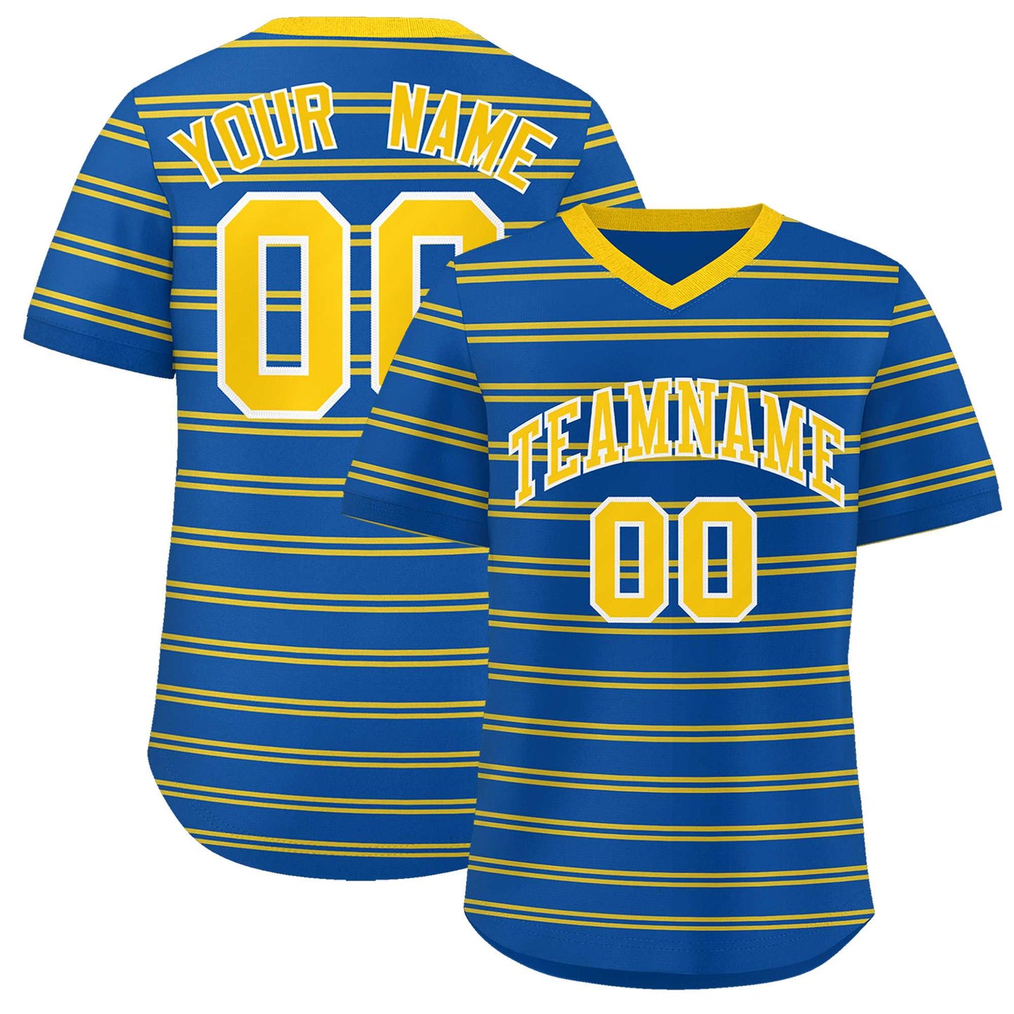 Custom Royal Gold Personalized Horizontal Stripe Authentic Pullover Baseball Jersey