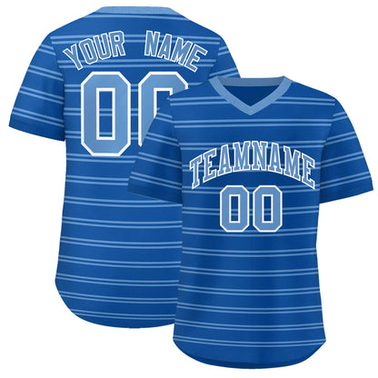 Custom Royal Light Blue Personalized Horizontal Stripe Authentic Pullover Baseball Jersey