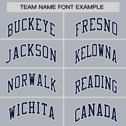 Custom Gray Navy Personalized Horizontal Stripe Authentic Pullover Baseball Jersey