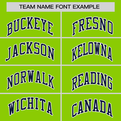 Custom Neon Green Navy Personalized Horizontal Stripe Authentic Pullover Baseball Jersey