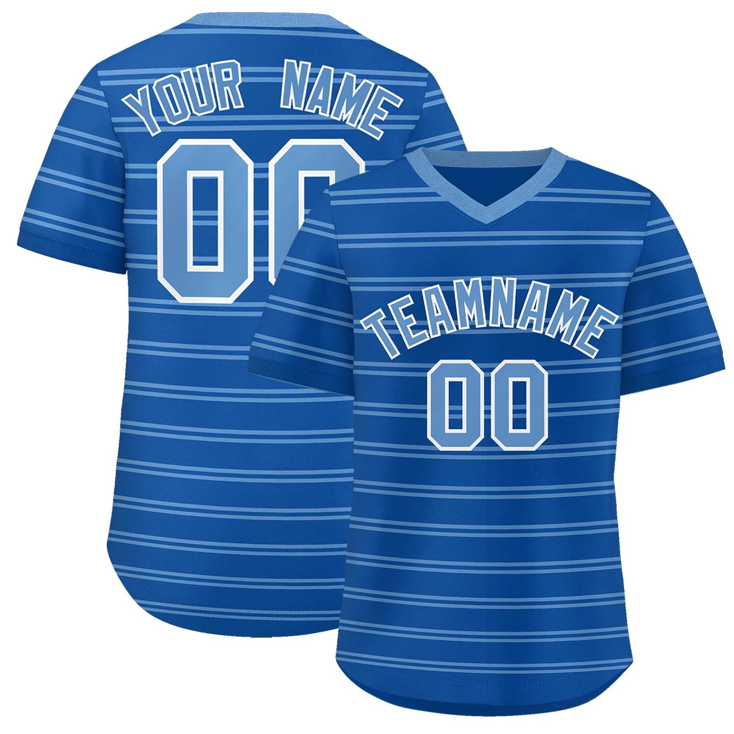 Custom Royal Light Blue Personalized Horizontal Stripe Authentic Pullover Baseball Jersey