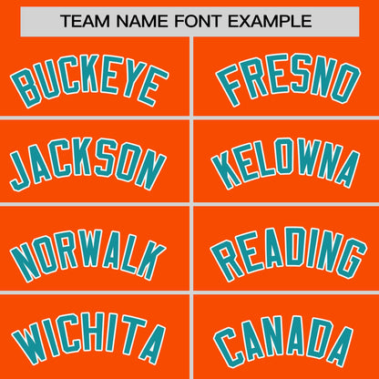 Custom Orange Aqua Personalized Horizontal Stripe Authentic Pullover Baseball Jersey