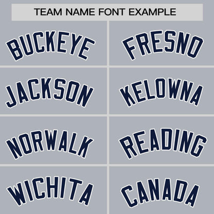 Custom Gray Navy Personalized Horizontal Stripe Authentic Pullover Baseball Jersey