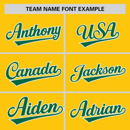 Custom Gold Kelly Green Personalized Horizontal Stripe Authentic Pullover Baseball Jersey